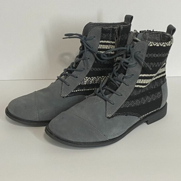 TOMS Alpa Suede Boots Gray Castlerock Aztec 7.5 - Picture 10 of 10